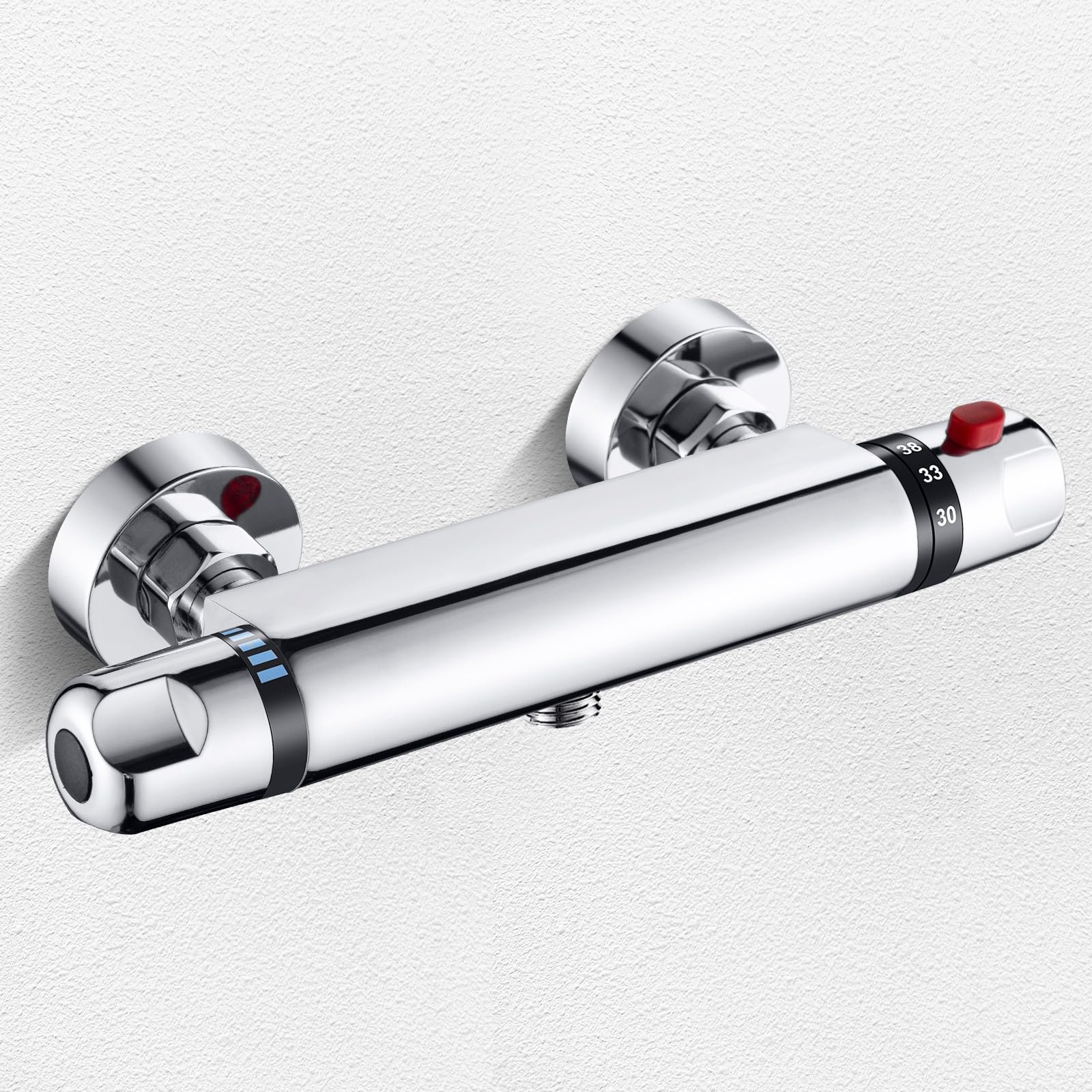 Mitigeur Douche Thermostatique Noir, Laiton, Robinet De Baignoire Avec Thermostat Arret De Securite A 38c Mural Robinet De Douche Avec 2 Sorties Argent 87213013