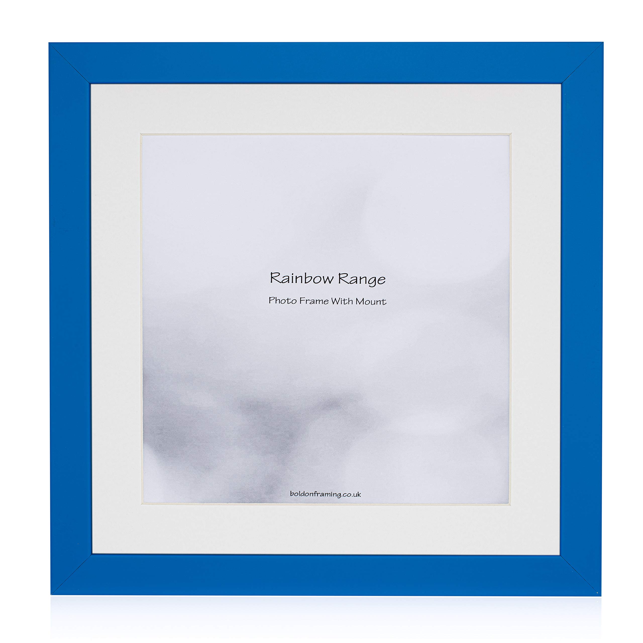 Boldon Framing Blue - Square Thin Photo Frame In Solid Wood With White Wall Mount, 50X40cm For Pic 40X30cm