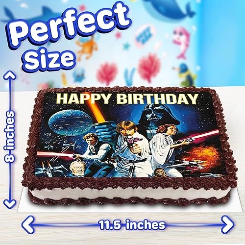 Miniatura 3 de Decoración para tarta comestible de 8.7 x 11.8 in, diseño de Star Wars con temática de fiesta de cumpleaños