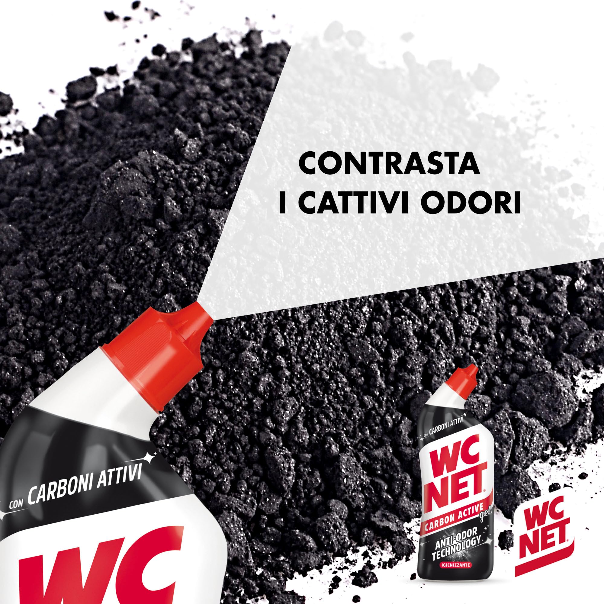 Wc Net – Carbon Active Anti-Odor, Detergente Liquido per WC con Carboni Attivi, Contrasta i Cattivi Odori del WC, 700ml x 4 Confezioni