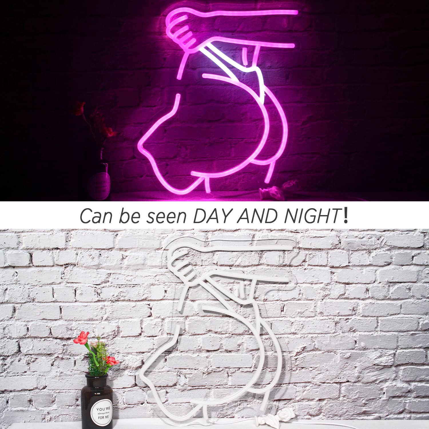 Cartello neon da donna, luce e arte creativa al neon, per decorazione da parete, sexy LED con alimentazione USB, ideale per camera da letto, bar e uomo