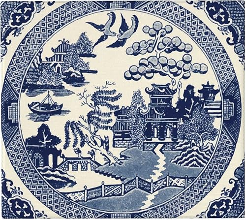 Tapete de secado de platos para encimera de cocina, estilo oriental, de sauce azul chino, microfibra suave, ultra absorbente, tapete escurridor de