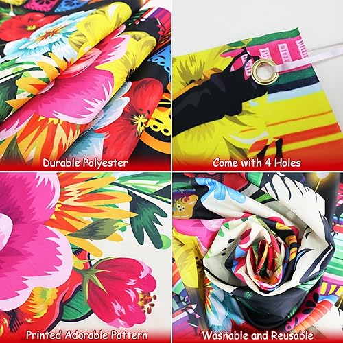 Miniatura 4 de Pancarta decorativa prémium con el Día de los Muertos, grande de 72 x 44 pulgadas, fondo del Día de los Muertos, diseño clásico, tela HQ, impresión