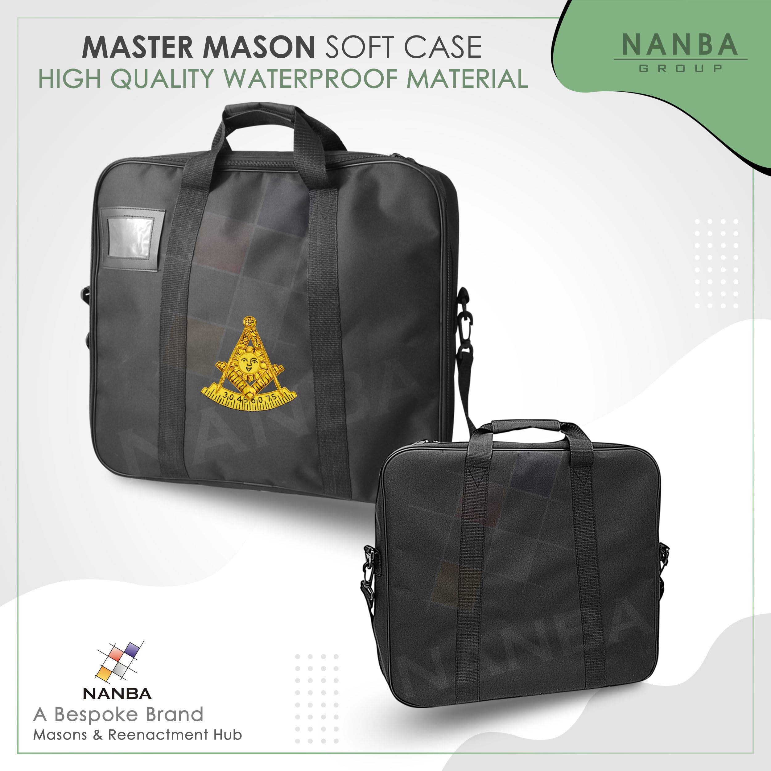 MASONS & REENACTMENT HUB – Past Master Gold Ricamo a Mano | Borsa Massone in Similpelle con Tracolla & Tasca Interna