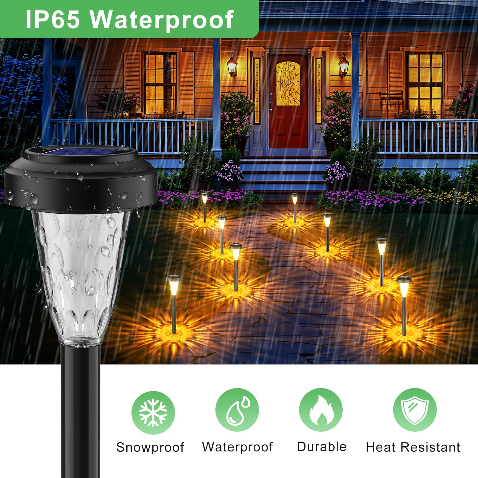 FIFlying Lámpara Solar Exterior para Jardín 8 Piezas, 2 Modos Blanco Cálido Luces Solares Exterior Jardín, IP65 Impermeable Luces Solares LED Exterior para Jardín, Patio, Césped, Entrada, Pasarela - 3