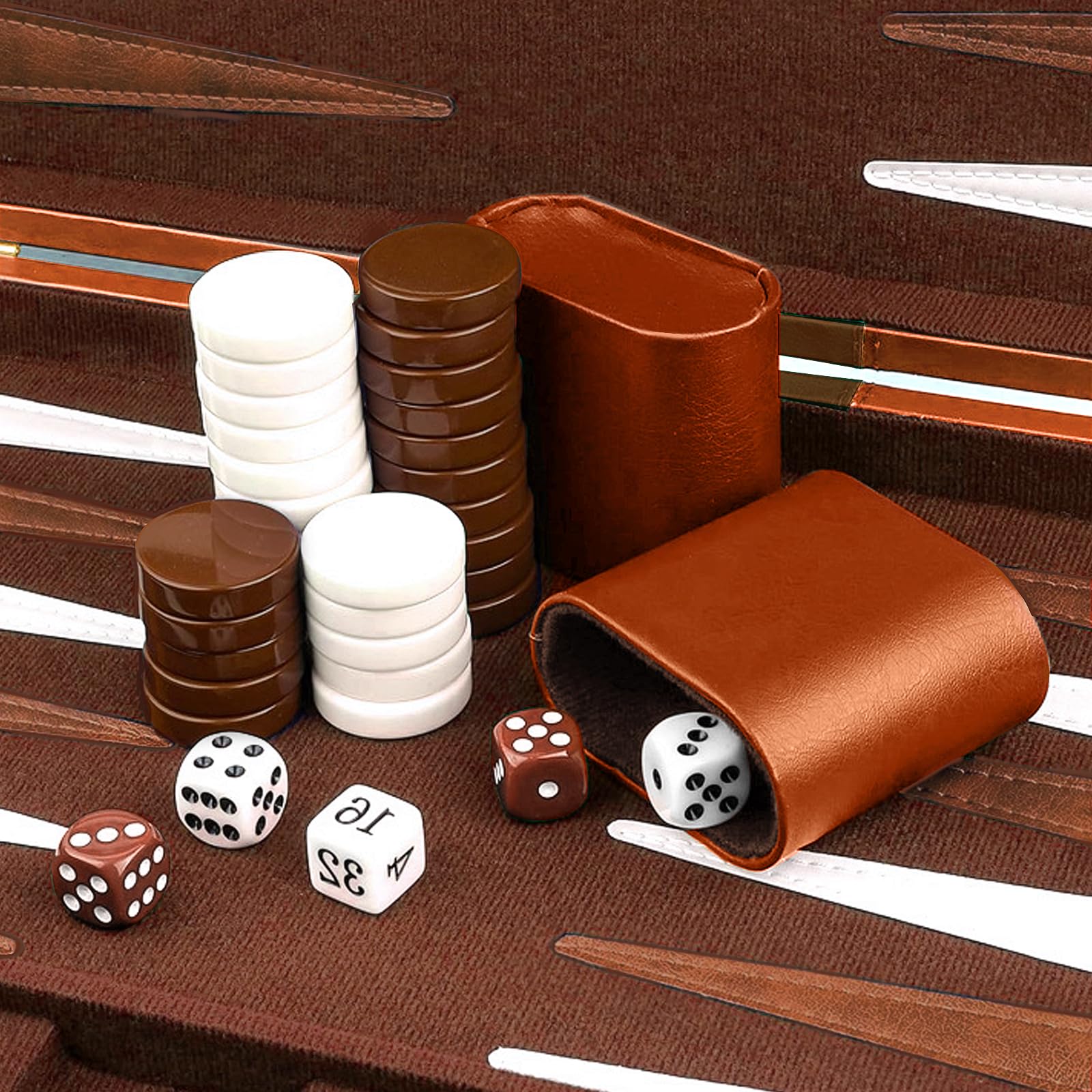 YZNlife Backgammon Set 2 players Classic Backgammon Board Game with Premium Leather Case,Portable and Travel Backgammon Set for kids and Adults (15 Inch) - Image 3