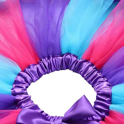 Miniatura 8 de Conjunto de falda tutú con arcoíris en capas, broches para el pelo y faja de satén para niñas y fiesta de cumpleaños