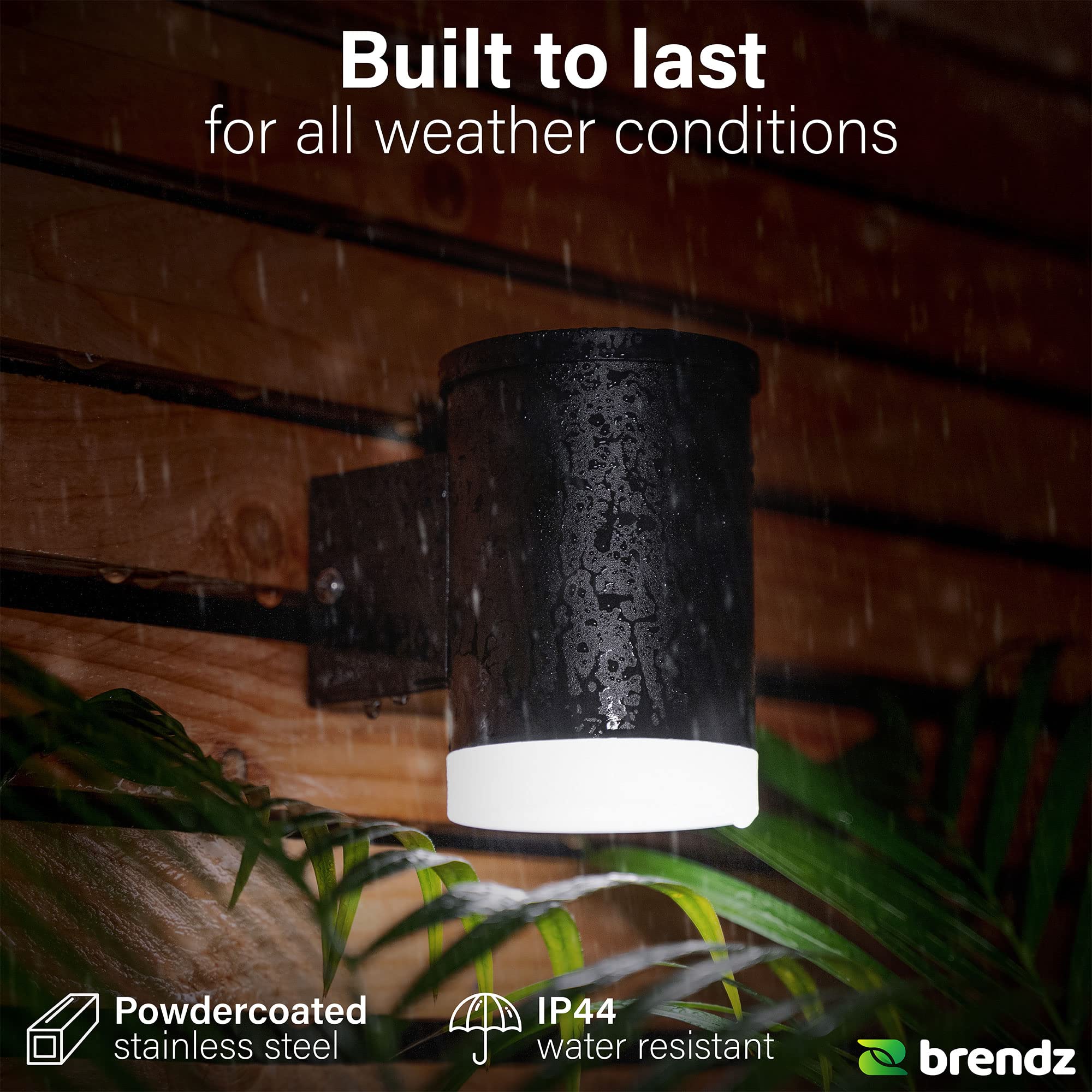 Brendz Applique de pared exterior solar: 50 lúmenes, Impermeable IP44, lámparas solar de pared para exteriores, Luz blanca cálida 3000k, tipo Accra (4 piezas)