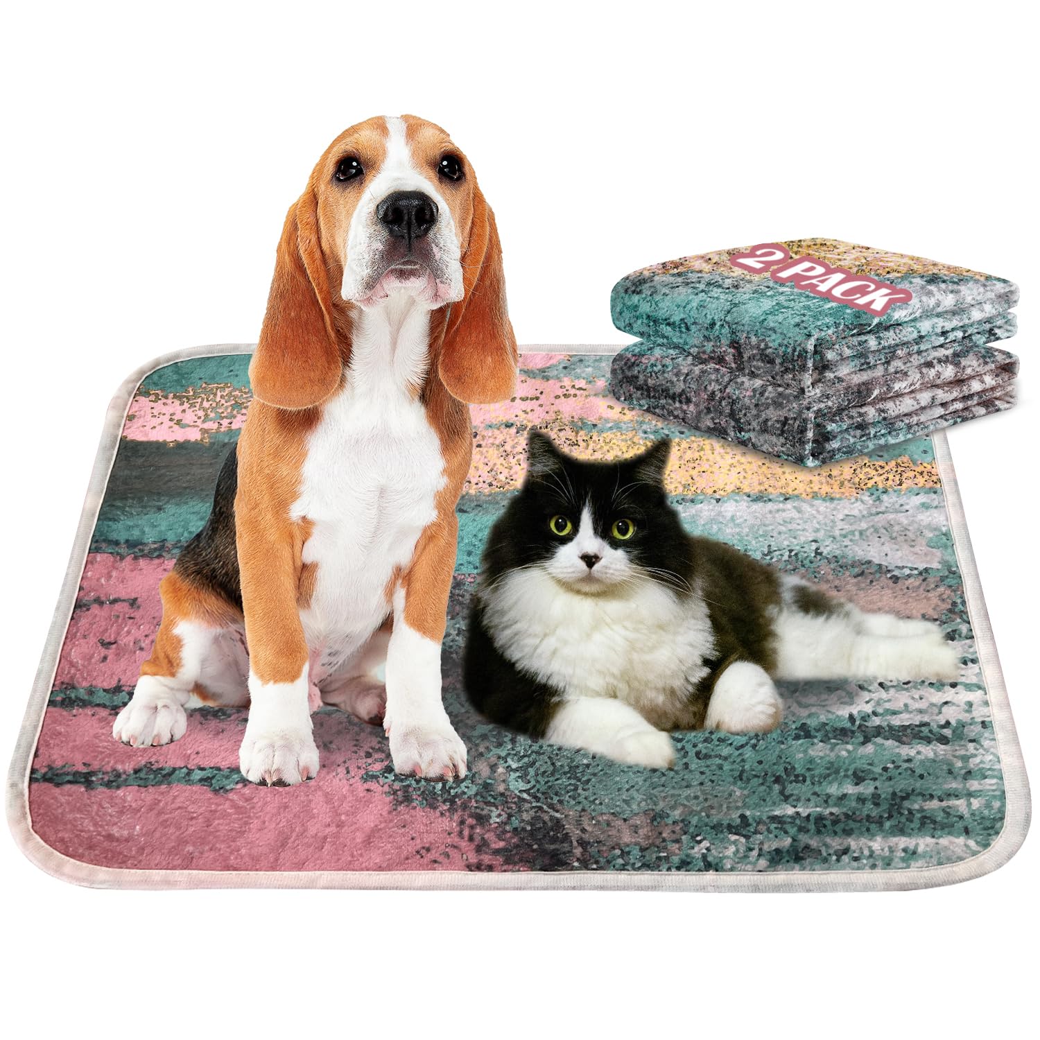 Qeils Washable Pee Pads for Dogs, 2 Pack Reusable Puppy Pads 36"x41" Super Absorbent Leakproof Dog Training Pads, Non-Slip Potty Pads for Crate, Floor, Couch, Whelping Pads Litter Mat Puppy Supplies