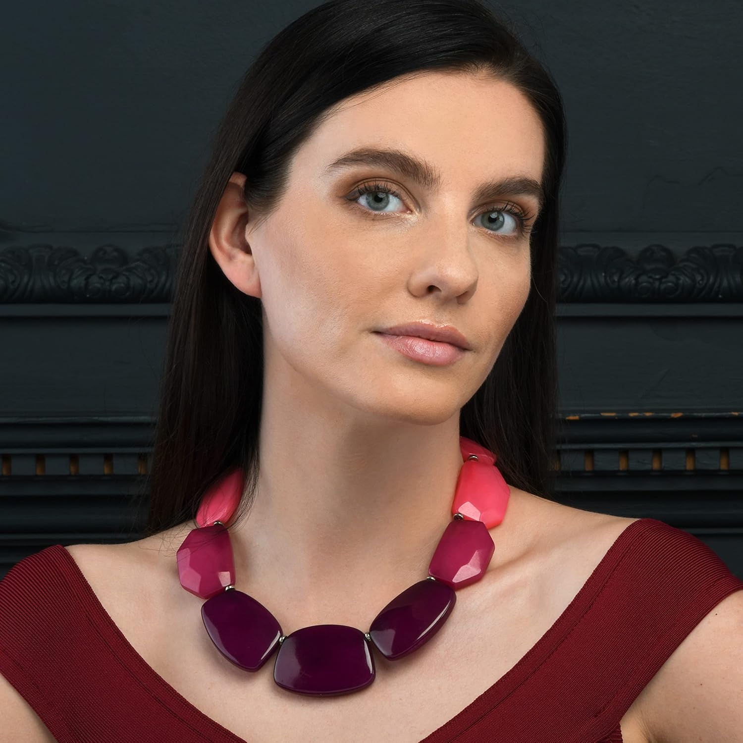 ZAVANA Colorful Statement Necklace for Women, Handmade Boho Chic Chunky Necklaces for Women, Elegant Bohemian Costume Jewelry for Women