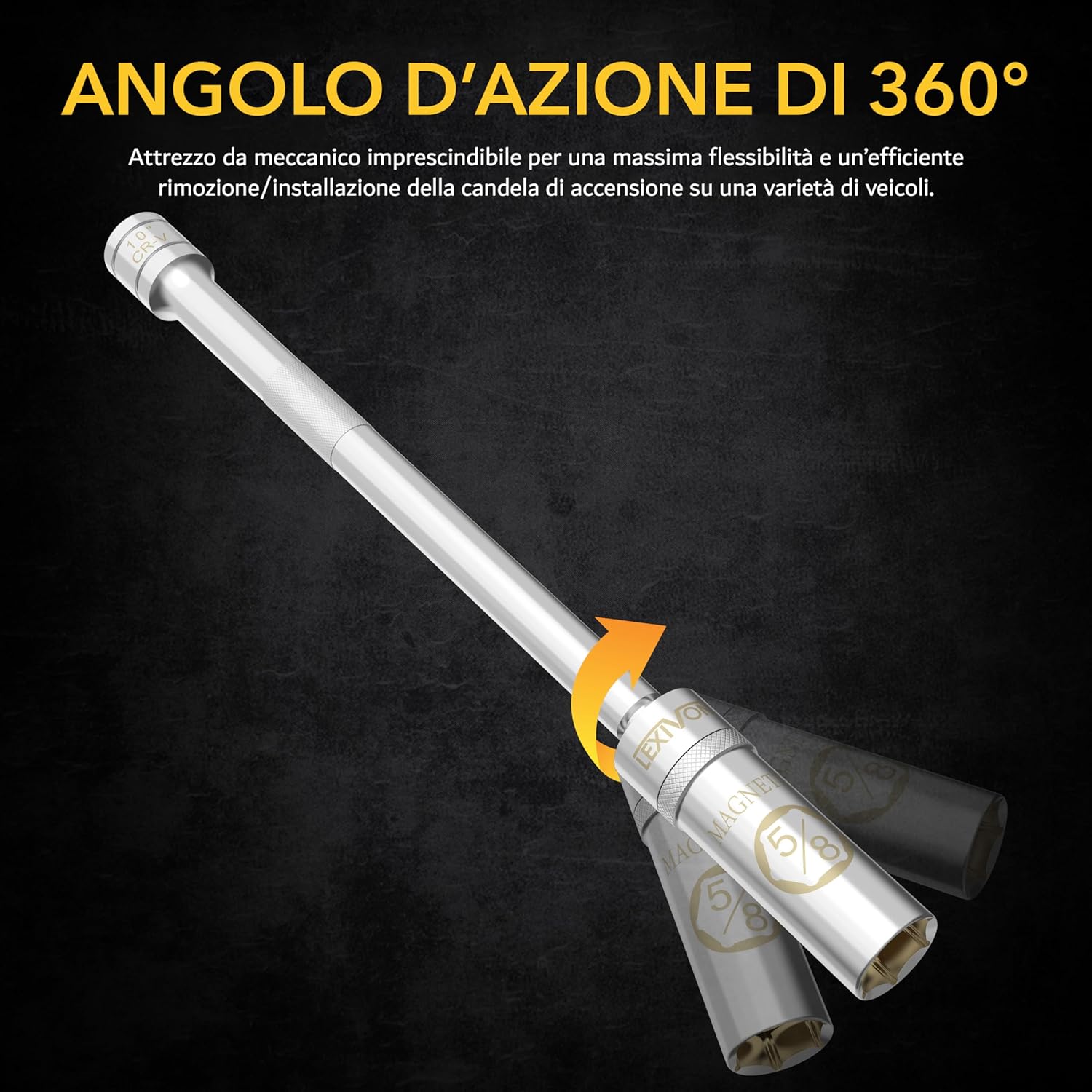 LEXIVON Magnetic Swivel Spark Plug Socket with 360-degree action