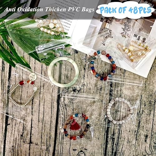 Miniatura 4 de LingLingo Organizador de joyas para aretes caja transparente para almacenamiento de joyas bolsa transparente con cremallera para collar y pulsera