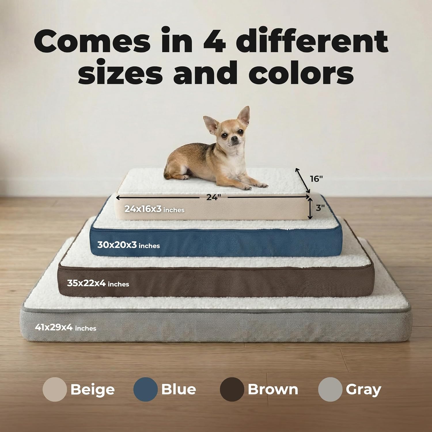 Best Pet Supplies Orthopedic Dog Bed with Memory Foam, Washable Dog Crate Mat for Small, Medium & Large Dogs, Thick Mattress for Crates, Kennels or Floor, Waterproof Pet Bed - Blue, 35 x 22 x 4