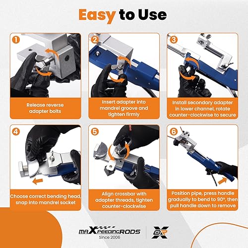 Miniatura 8 de maXpeedingrods Juego de doblador de tubos doblador de tubos, 1/4 a 7/8 pulgadas de diámetro exterior Kit de doblador de tubos de trinquete,