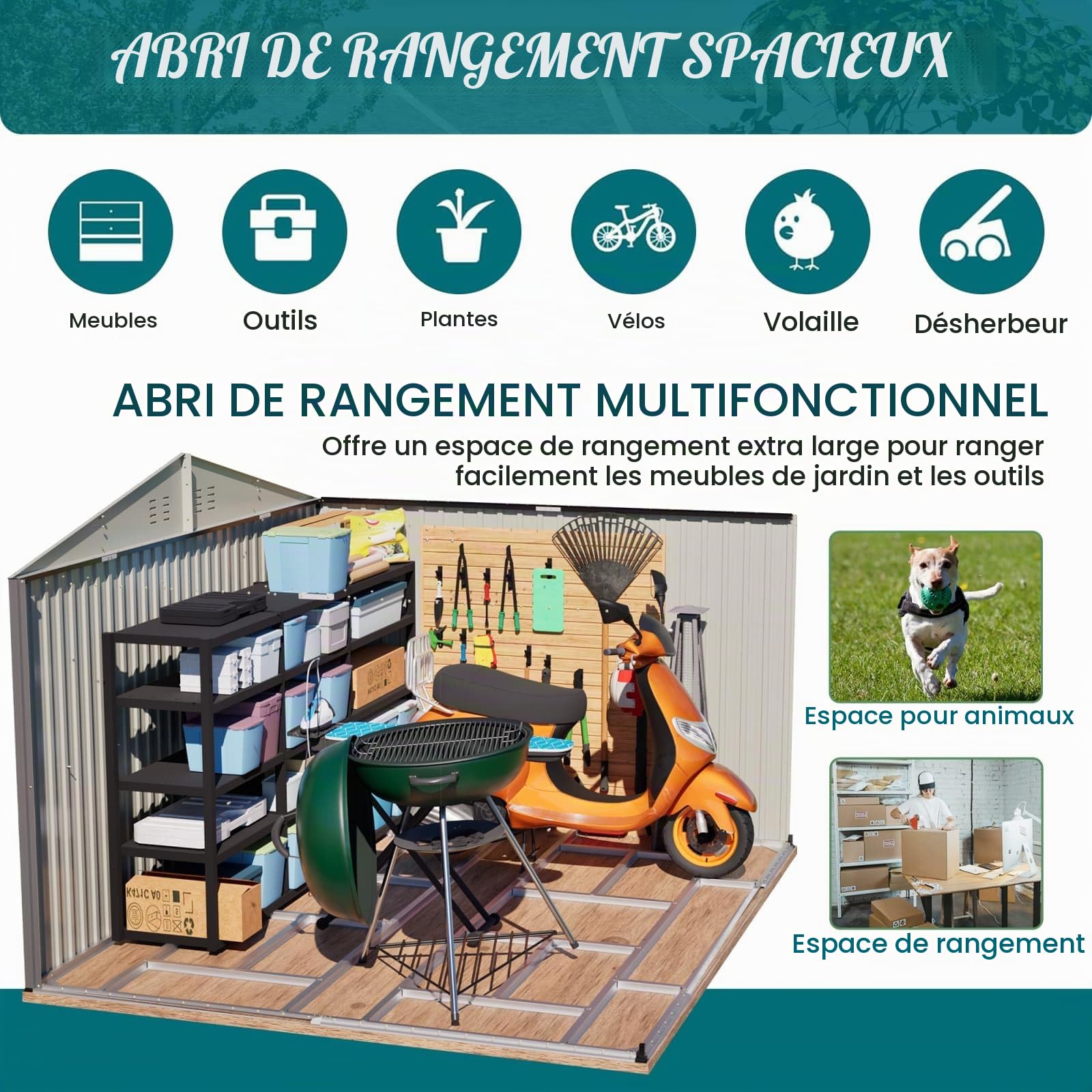 KOMHTOM Abri de Jardin en Acier Galvanisé (300x252cm-Gris)