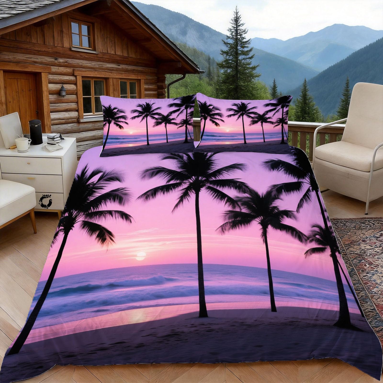 Parure de lit vagues de la plage microfibre housse de couette 220x240 2 personnes