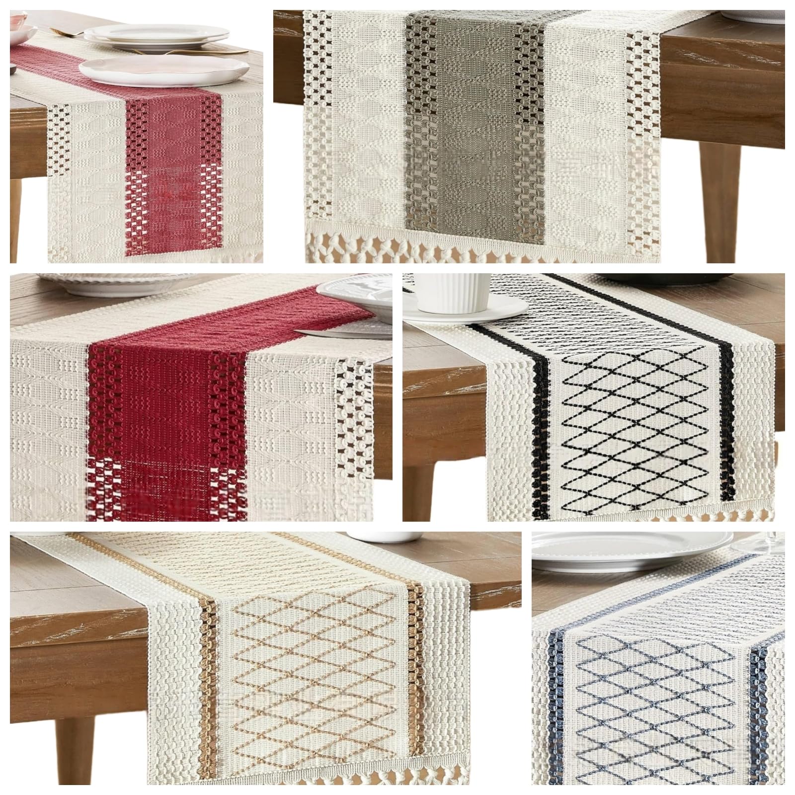 1 runner da tavolo alla moda, stile bohémien, stile rustico, in stile rustico, lavabile, decorazione da tavolo, per feste, compleanni, matrimoni (kaki 4, 30 x 350 cm)
