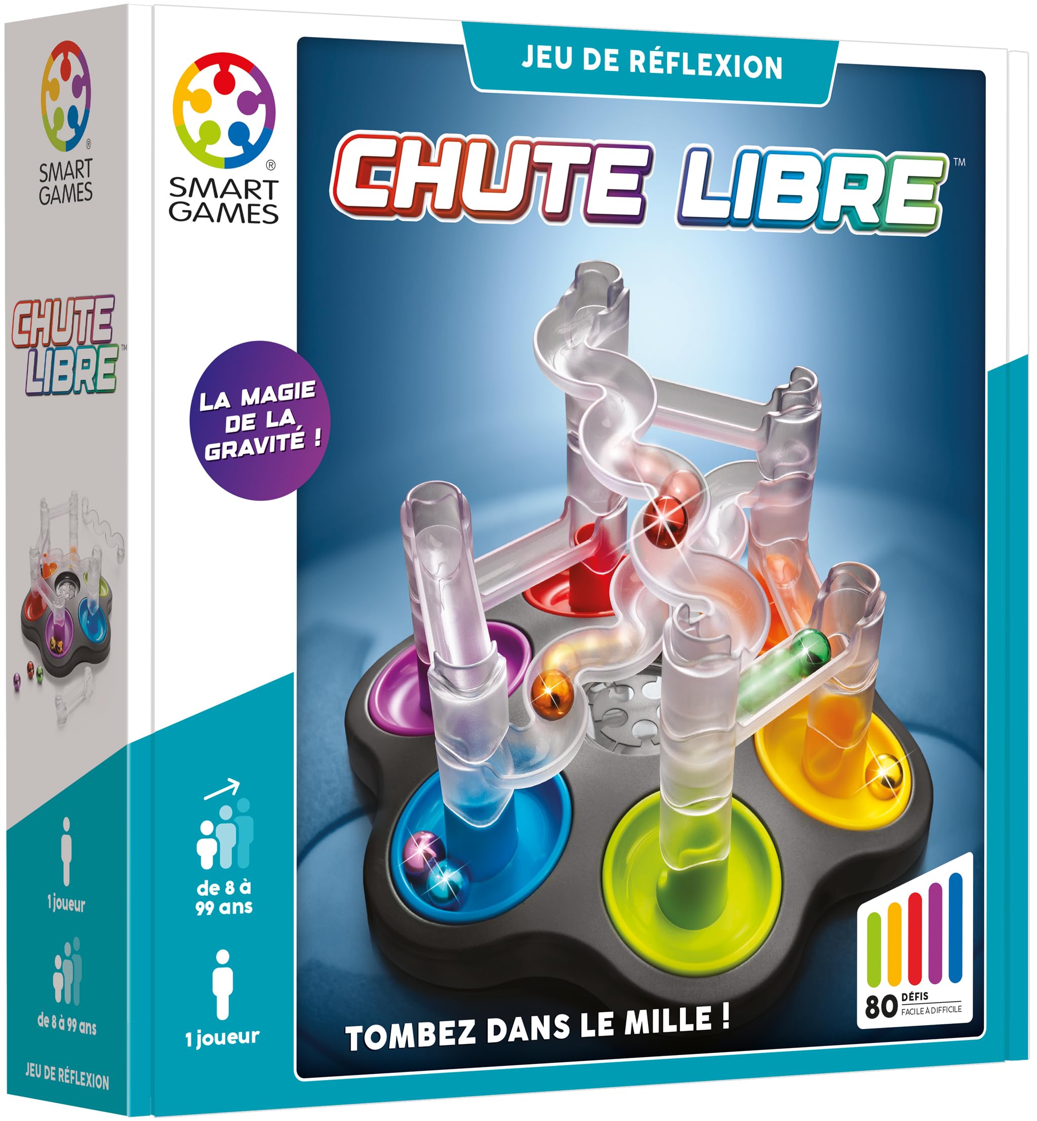 SmartGames Chute Libre | Jeux de Logique | Jeu de Réflexion | 80 Défis | Jeu et Construction à la Fois | 1 Joueur | À partir de 8 Ans | Version Française