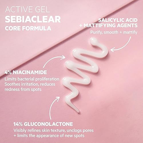 Miniatura 3 de SVR Sebiaclear Active Gel - Crema facial para pieles grasas a mixtas - Hidratante facial sin aceite con niacinamida y PHA para reducir la apariencia