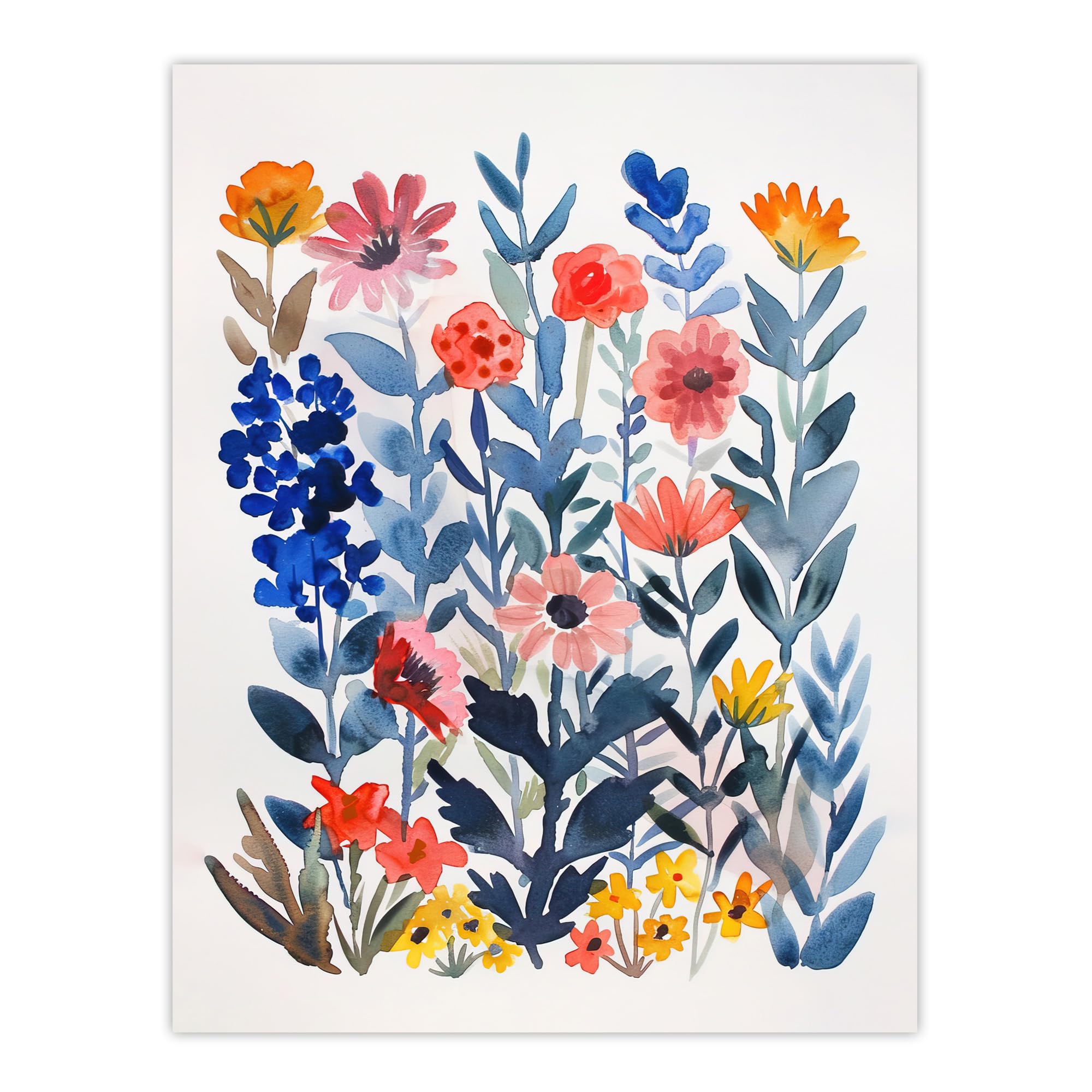 Artery8 Garden Flowers Watercolour Print Wall Art - W12" x H16"