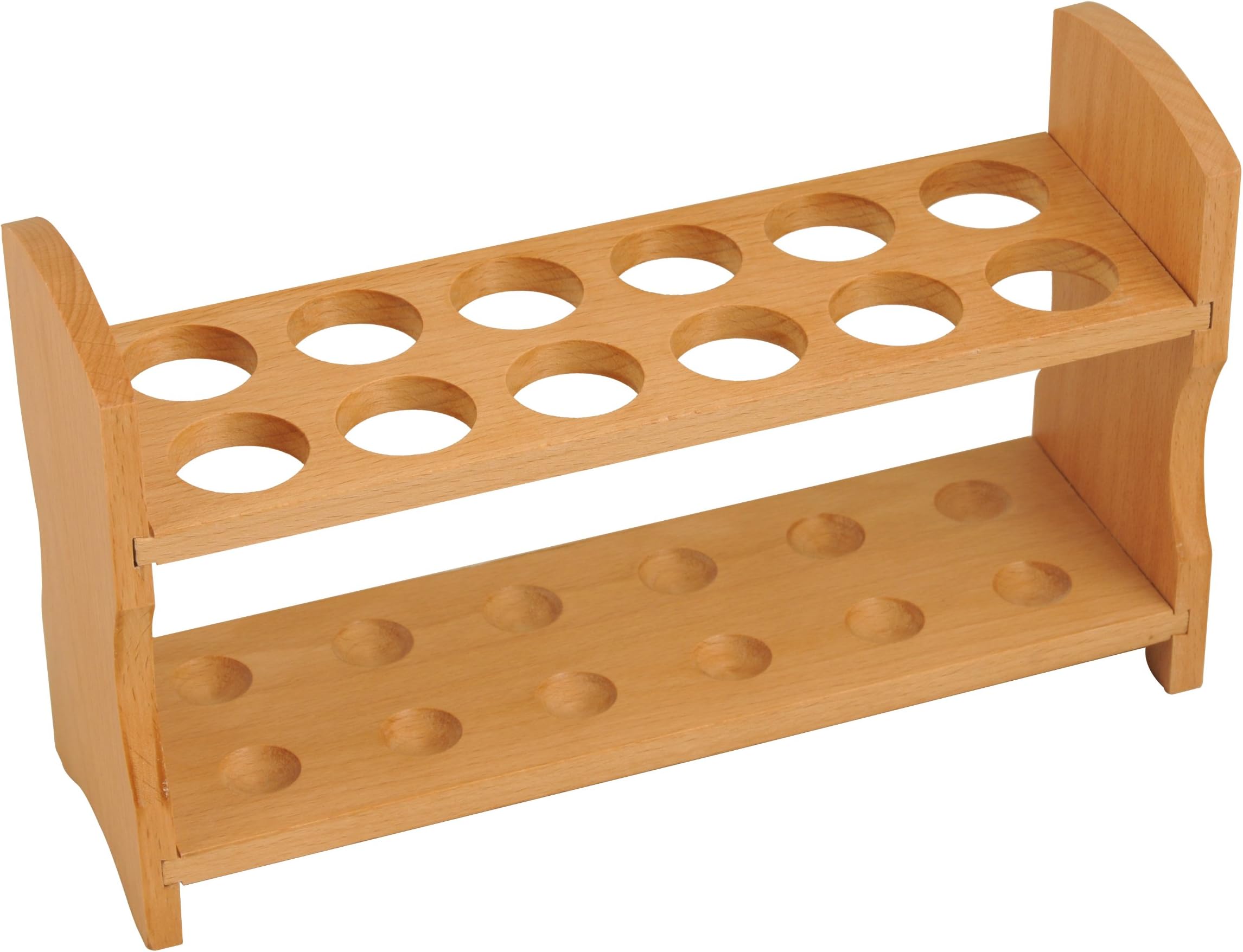 EISCO Wooden Test Tube Rack - Accommodates 12 Tubes, up to 28mm - 10.25" Wide - Premium Polished Beech Wood Construction