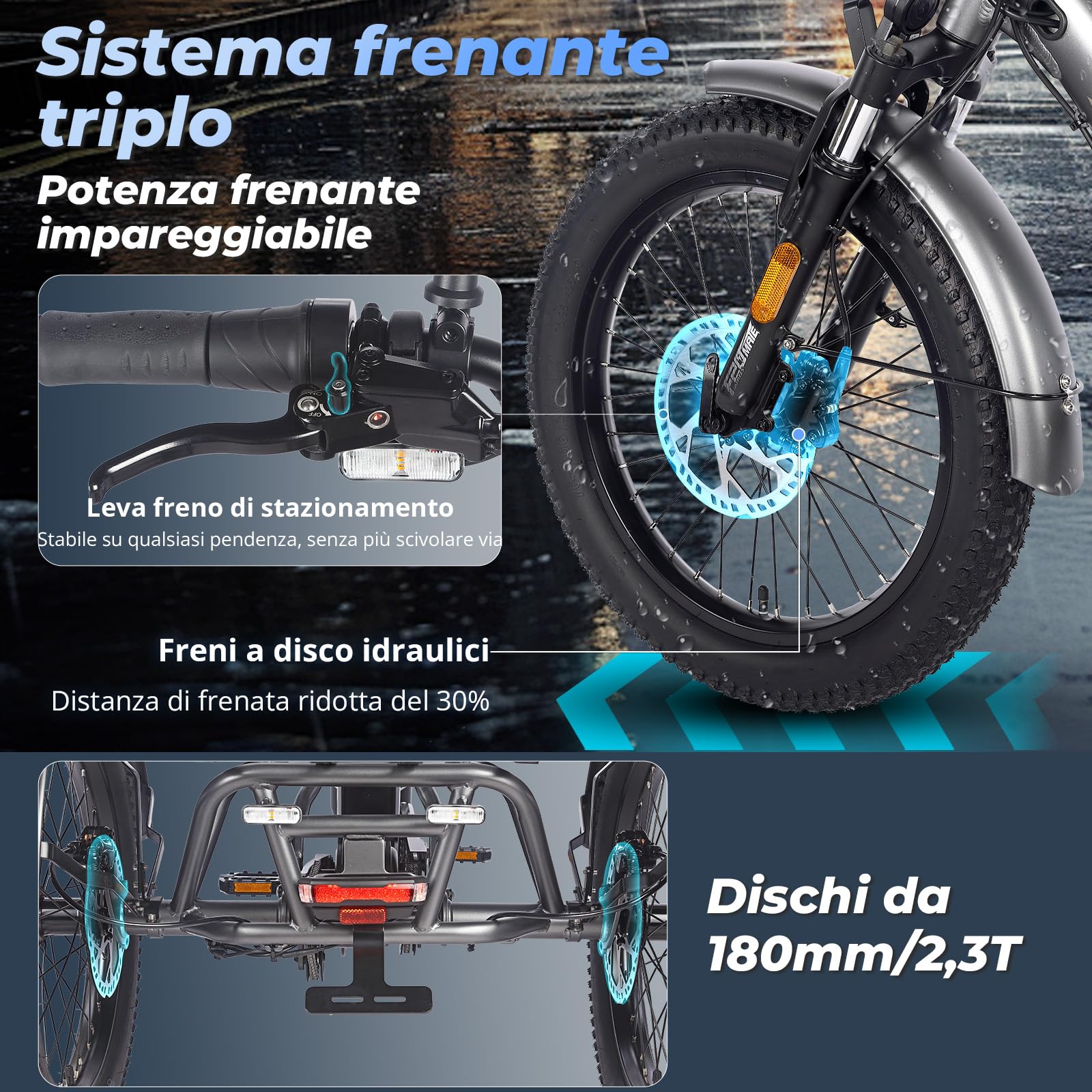 Fafrees Triciclo Elettrica 48V21Ah Batteria Rimovibile Bici Elettrica Pieghevole a 3 Ruote 20"×3.0", Autonomia 115km, Ebike Adulti Uomo Donna, Freni a disco idraulici,Cestino Ante-