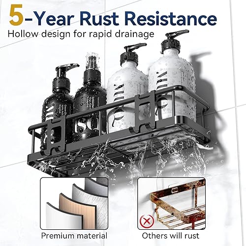 Miniatura 3 de YASONIC Organizador de ducha adhesivo, estantes de ducha inoxidables para ducha interior, organizadores de baño de gran capacidad y almacenamiento,