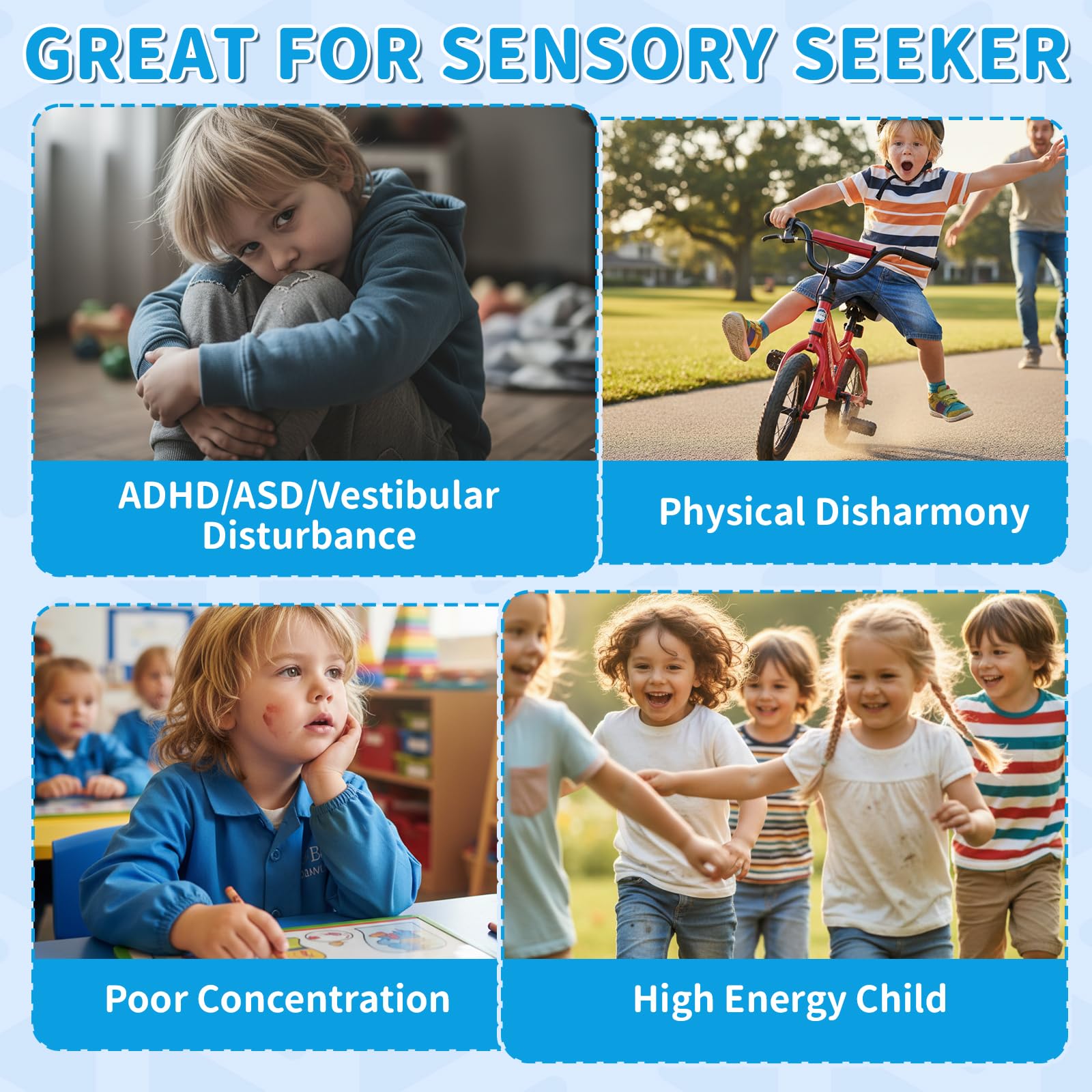 Pandapop Sedia Girevole Bambini Sensoriale con Maniglie Rinforzate e Seduta Aggiornata, Sedia per Bambini con Autismo a 360° con Base Antiscivolo, Gioco Sensoriale Autismo, Strumento Aiuto ADHD