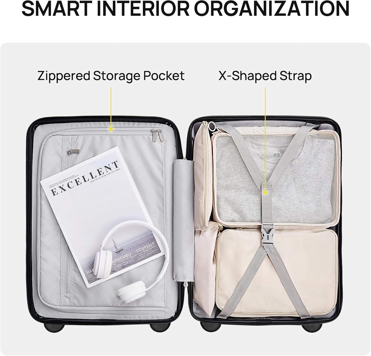 NINETYGO Carry On Luggage 22x14x9 Airline Approved, 20 Inch Luggage with Smooth Double Spinner Wheels, Hard Shell PC+ABS Suitcase Carry-On, Lightweight Travel Luggage, TSA Approved (Black, Himalayas) - Image 7