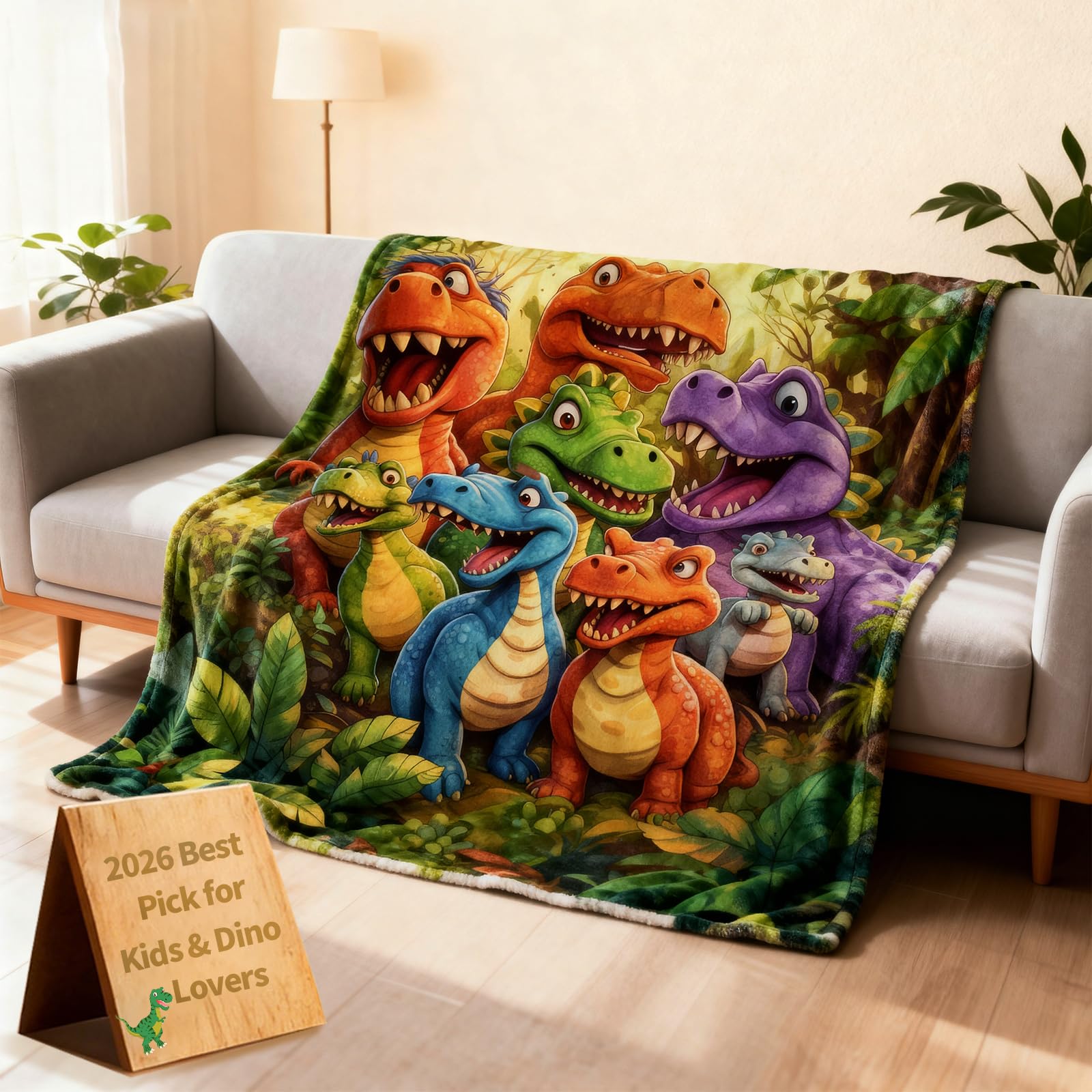 Dinosaur Blanket for Boys Girls Cloud Soft Dinosaur Throw Cozy Dino Blanket for Toddler Boys Kids Cute Smiling Dinosaurs All Season HD Digital Print Flannel Ultra Soft Lightweight (27''x39'')-image-21