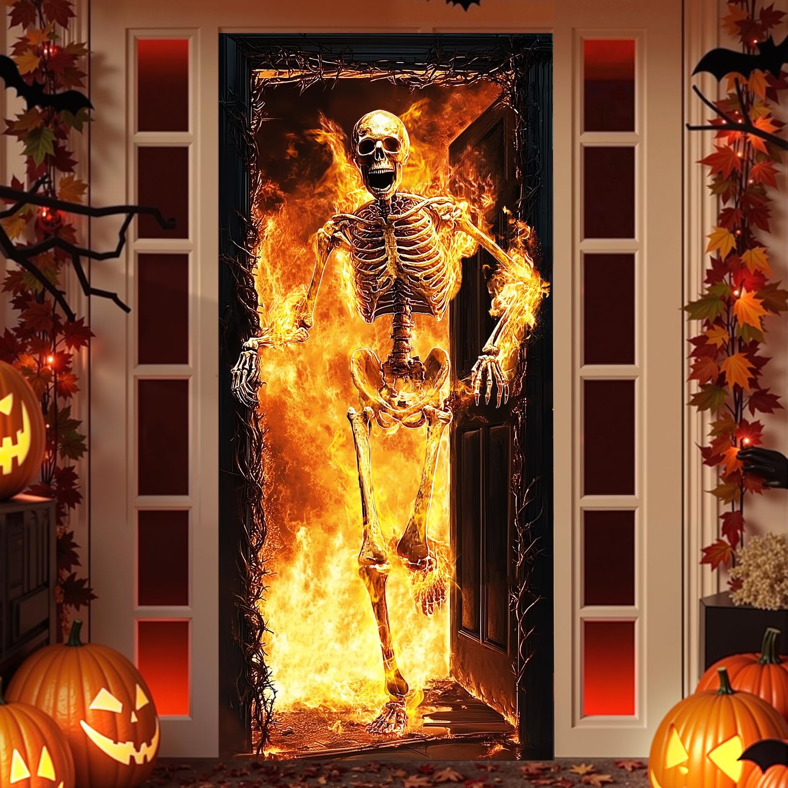 Halloween Spray Doorbell, Motion Sensor Animated Skeleton Hand With White Fog Scary Sound LED Red Light, Halloween Party Outdoor Decoration, Door Chimes & Bells - Canada - View #5