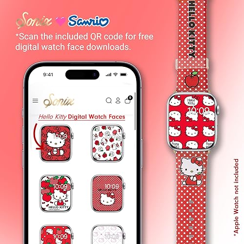 Miniatura 6 de Sonix x Sanrio Correa de reloj + parachoques de reloj (blanco) | Hello Kitty Apples