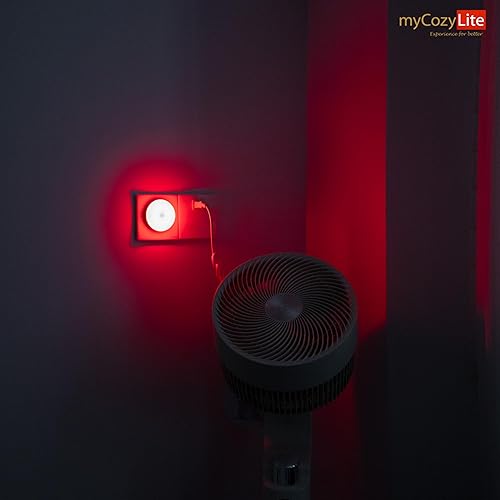 Miniatura 5 de myCozyLite Luz nocturna roja con sensor de movimiento, luz roja para dormir, luces nocturnas enchufables a la pared, encendido y apagado automático,