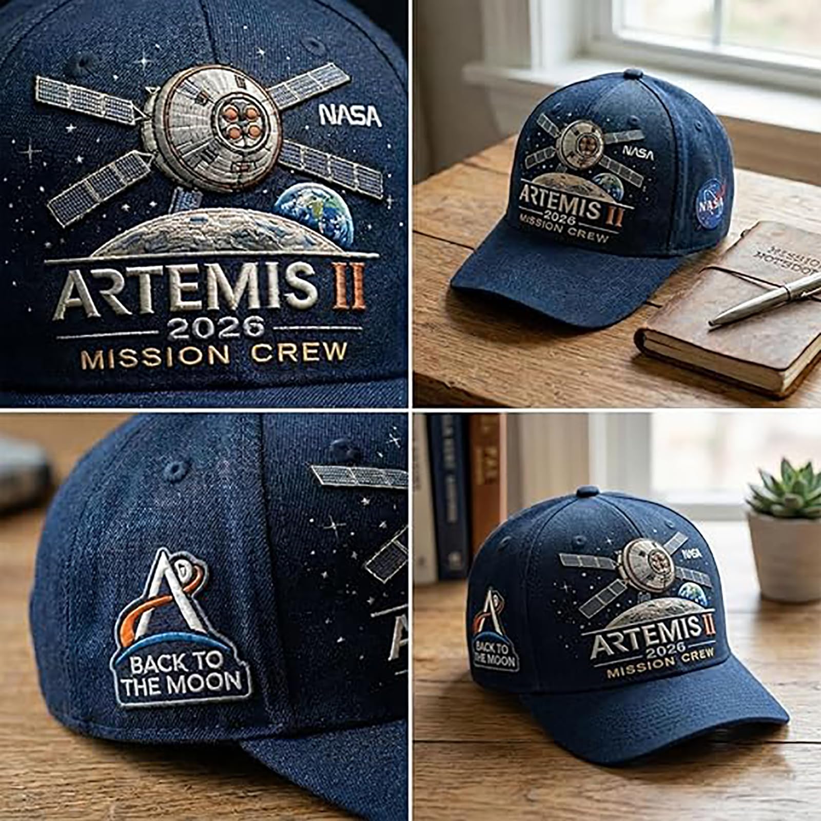Artemis II Lunar Mission Commemorative Cap, 2026 Back to the Moon Space Hat, Astronaut Theme Baseball Cap, for Space Explore Black — view 7