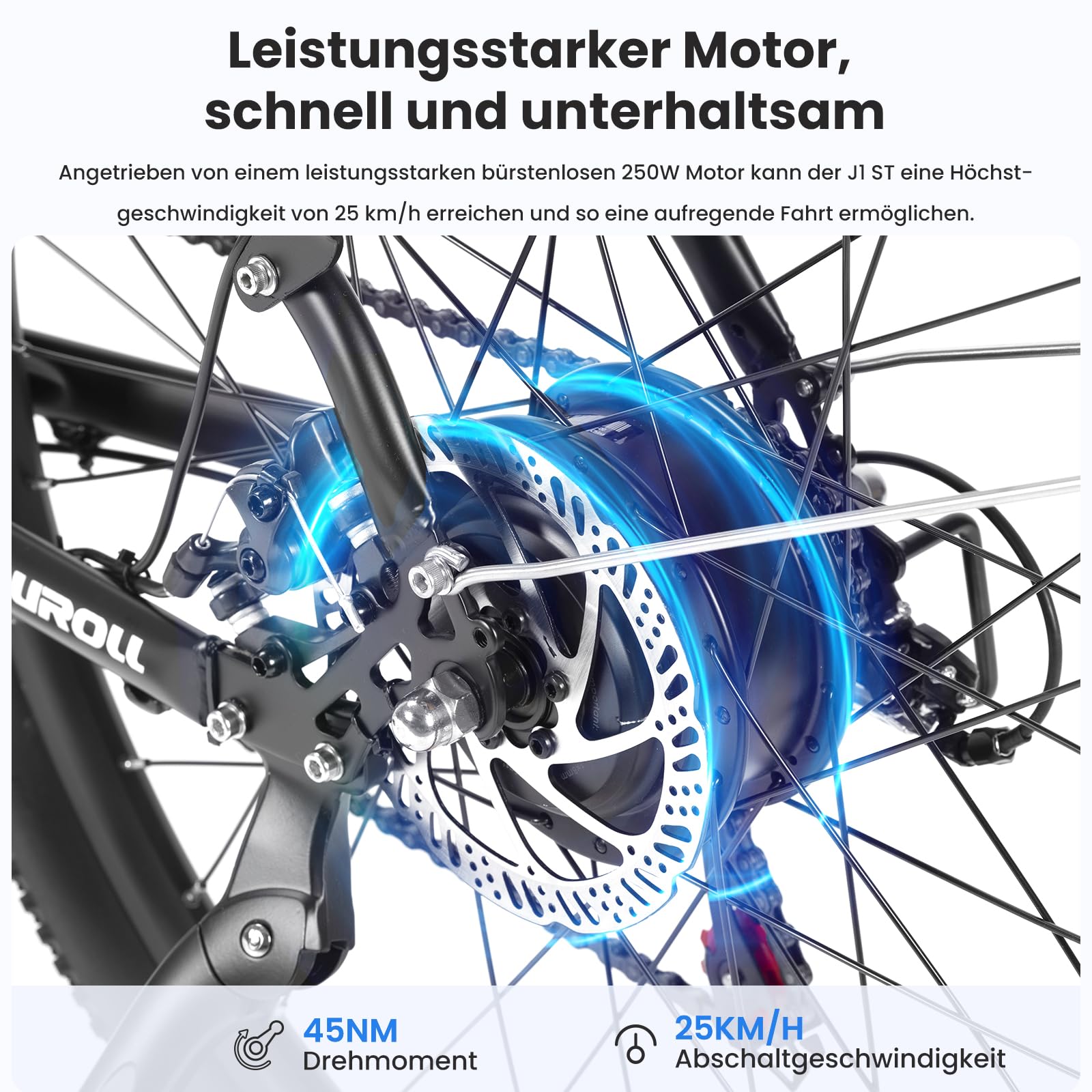 Touroll J1 ST 27,5" E Bike, Elektrofahrrad Trekkingrad E-Bike Herren Damen mit 36V 561.6Wh Akku,100km Reichweite, 250W Motor, E-Fahrrad mit 7-Gang-Getriebe, Pedelec Citybike EBike für Erwachsene