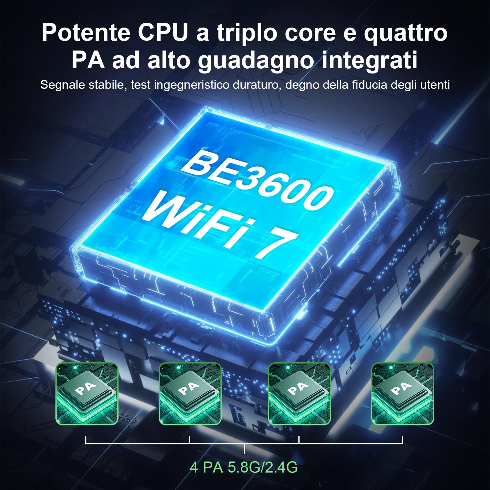 COMFAST Ripetitore WiFi Esterno, WiFi7 3600Mbps Access Point WiFi Esterno Dual Band, 3 Antenne Rimovibili, 360° Copertura, 3 Porte Gigabit (1WAN+2LAN), 48V POE, IP66, Modalità Ripetitore/Router/AP