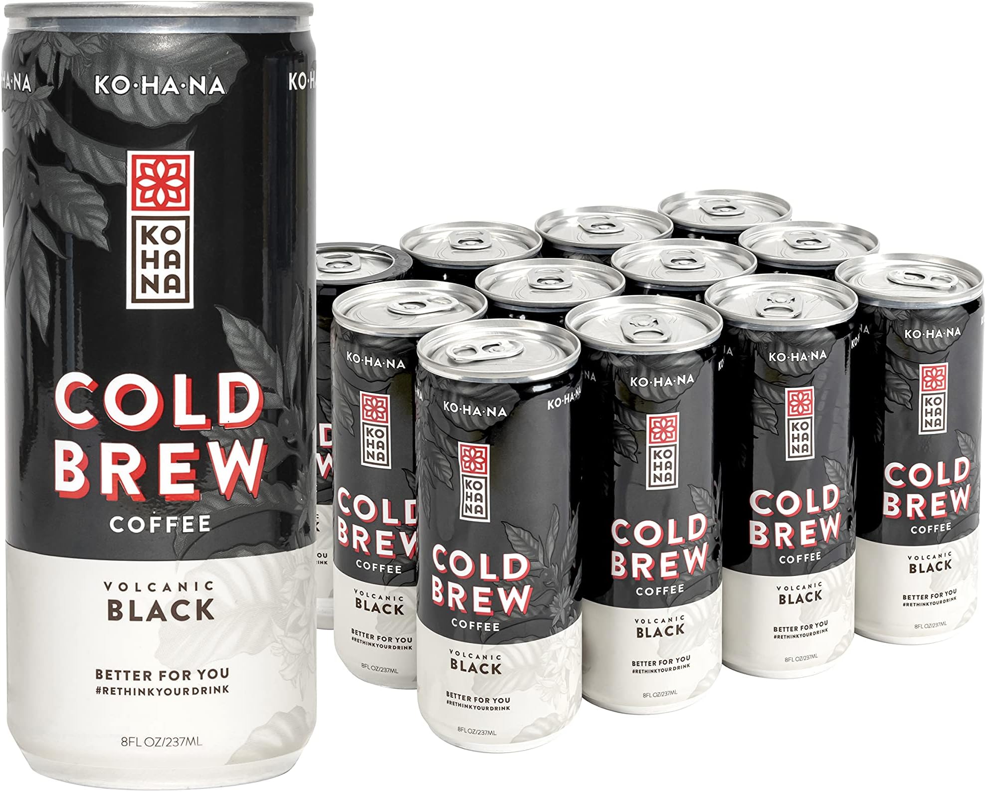 Kohana Coffee Cold Brew Drink, Volcanic Black, 8 Ounce (Pack of 12)