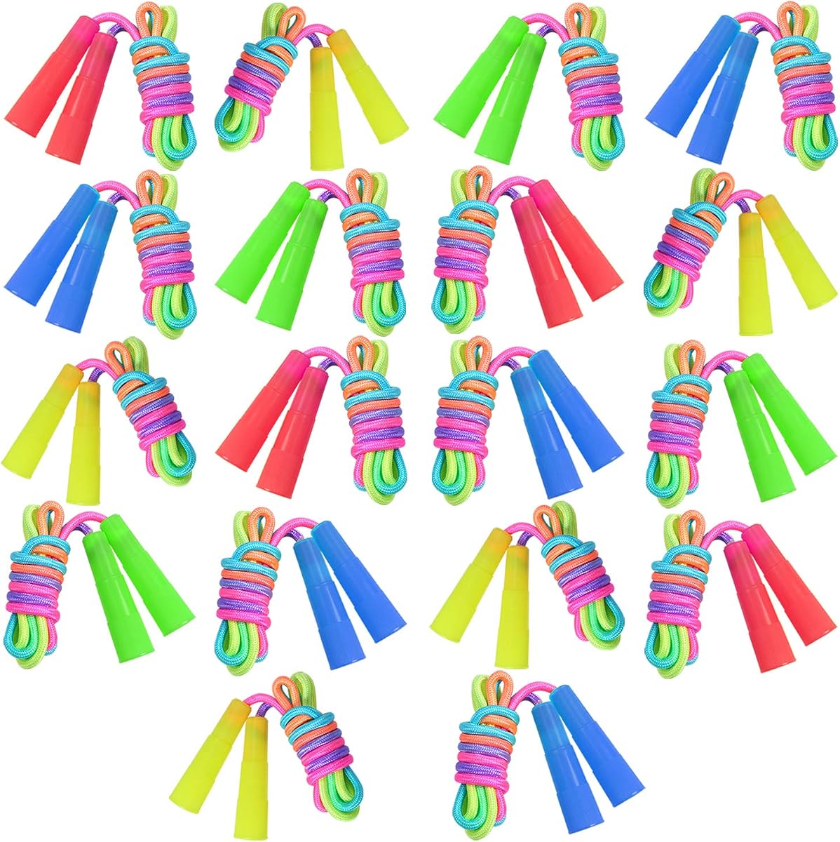 Elcoho - Juego de 18 cuerdas para saltar arcoíris para niños, cuerdas para saltar para diversión al aire libre, recuerdos de fiesta, 7,2 pies