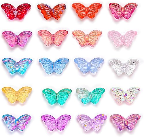 Cuentas de mariposa, 100 cuentas de mariposa de cristal para hacer joyas, cuentas de mariposa de vidrio para aretes, pulseras, collares, colgantes,