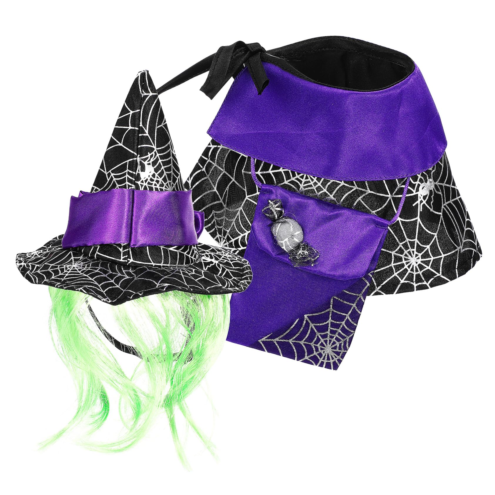 Parliky 1 Juego Capa De Gato De Halloween Disfraz De Halloween para Perro Sombrero De Mago Gato Capa De Cachorro Disfraz De Bruja Gato Capa De Bruja Gato Capa De Mascota Satín Violet