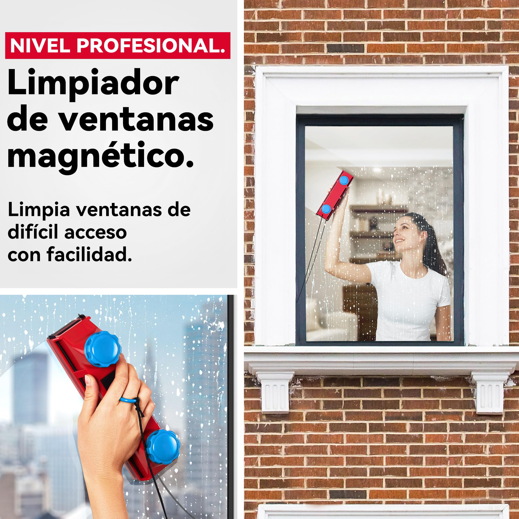 Tyroler Glider D3 AFC Limpiacristales Magnético Doble Cristal 2-28mm | | Se Adapta a Ventanas de Cristal Simple y Doble de 2-28 mm | Limpia Ventanas Magnético | Limpiador de Cristales Magnético