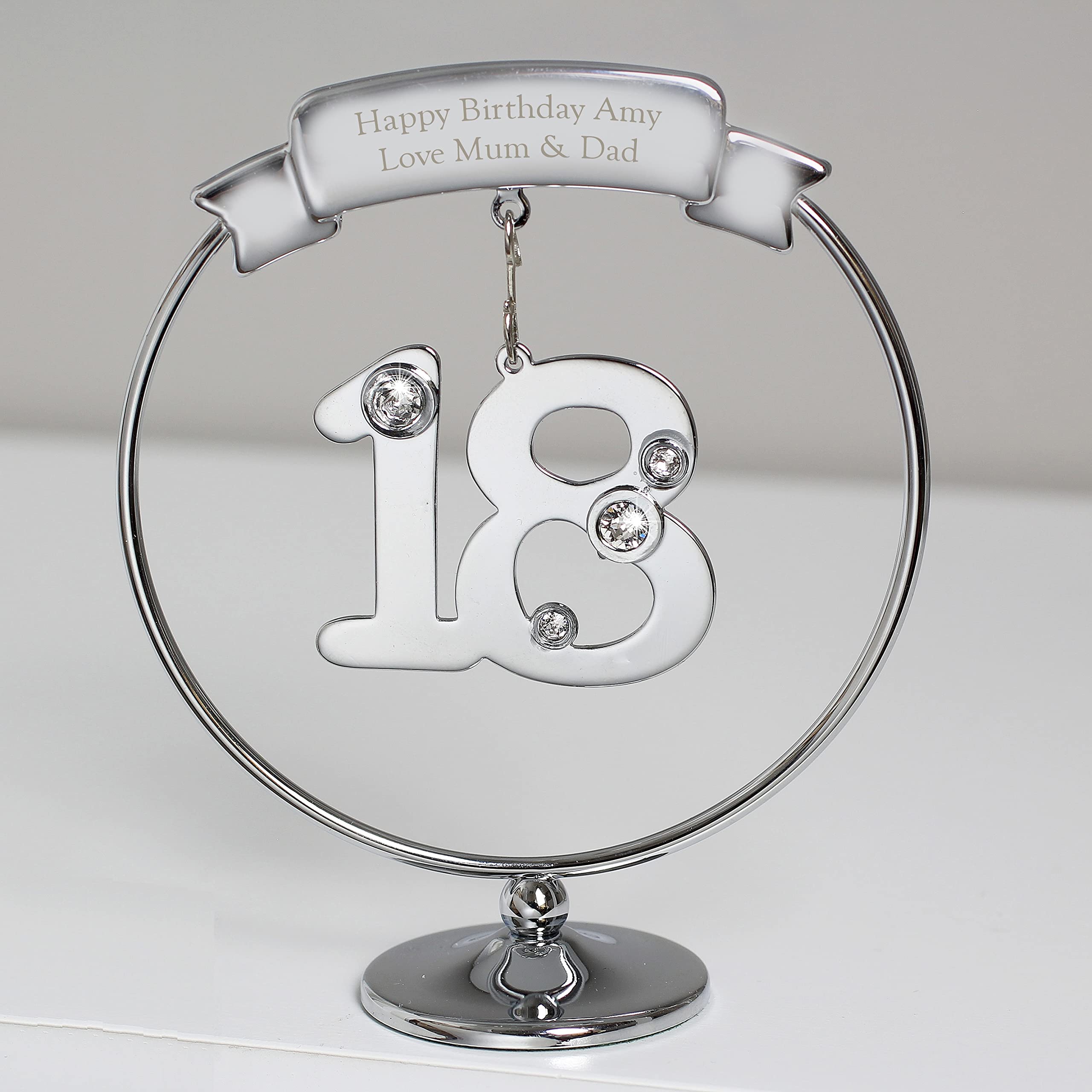Personalised Crystocraft Crystal Diamante Swarovski effect 18th Celebration Ornament Silver, Gifts For Her, Birthday, Anniversary, Table Decoration, Favour, Favors