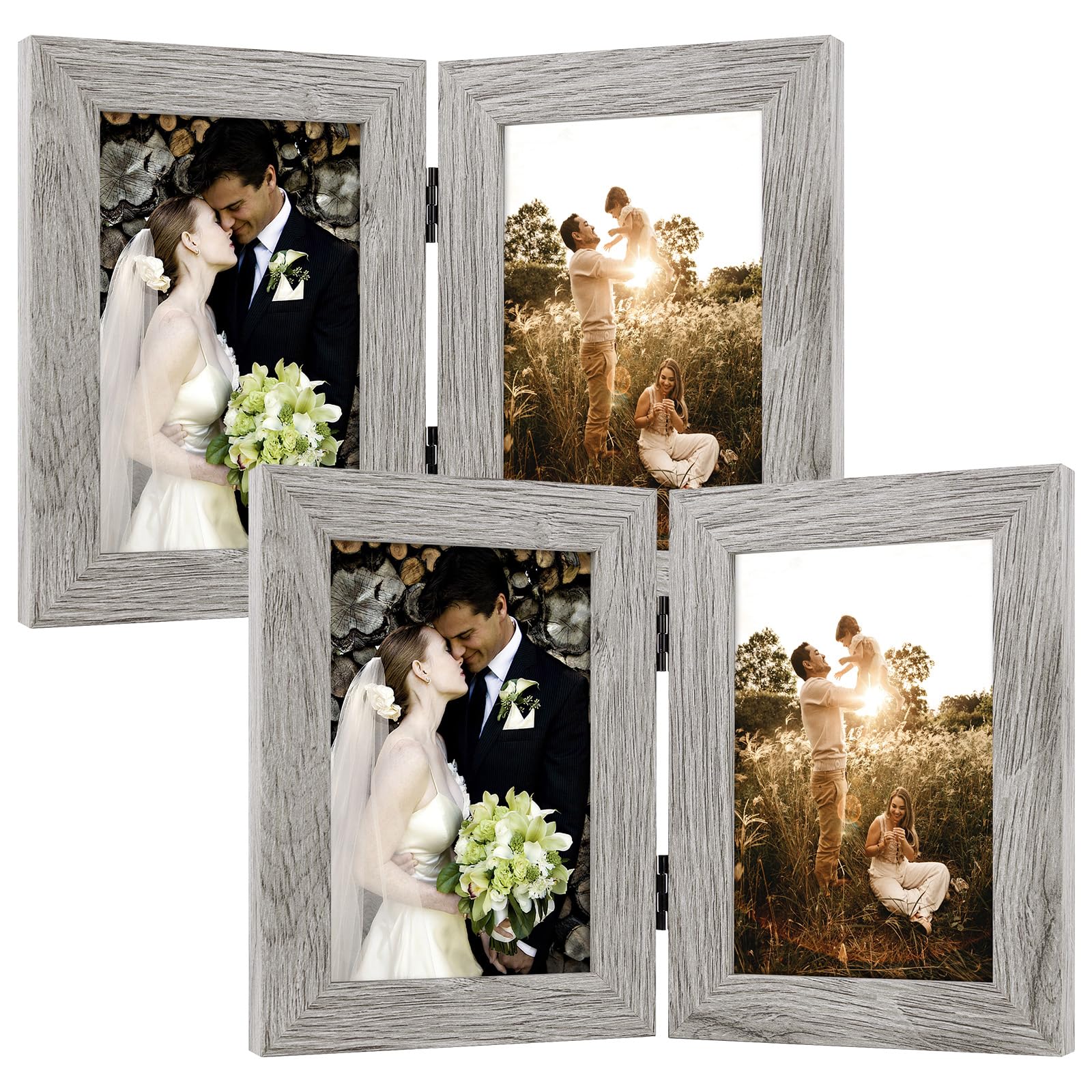 Cadre photo pliant 10x15 cm gris clair idéal pour décorer un bureau de salon