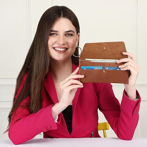 Miniatura 4 de The Antiq Bolsa de moneda de cuero genuino, bolsa de moneda con bolsillos para tarjetas, bolsa de dinero de cuero, organizador de monedas para