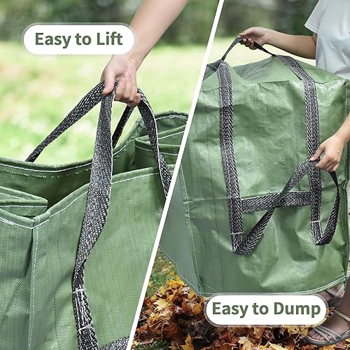 Miniatura 6 de Paquete de 2 bolsas de basura reutilizables de 40 galones, bolsa plegable de alta resistencia para hojas de jardín, bolsas de basura, contenedor de