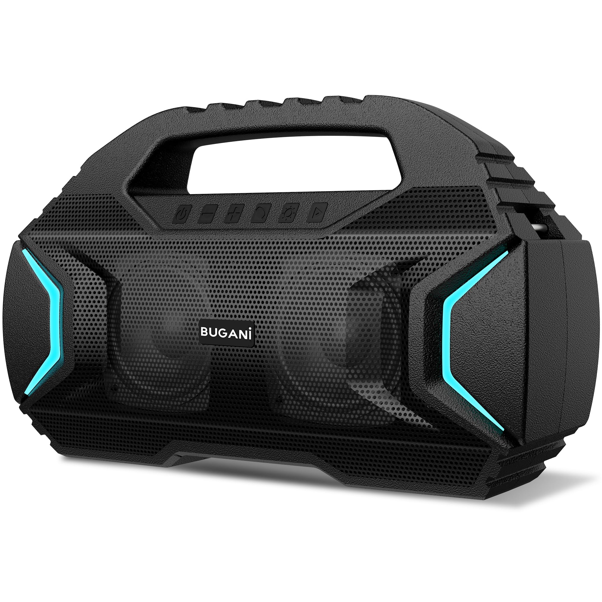 BUGANI Bluetooth Speakers, Party Plus Wireless Portable Speaker, 60W Big Power Dual Pairing True Wireless Stereo Sound, 30H Playtime, Suitable for Party, Outdoor Speaker