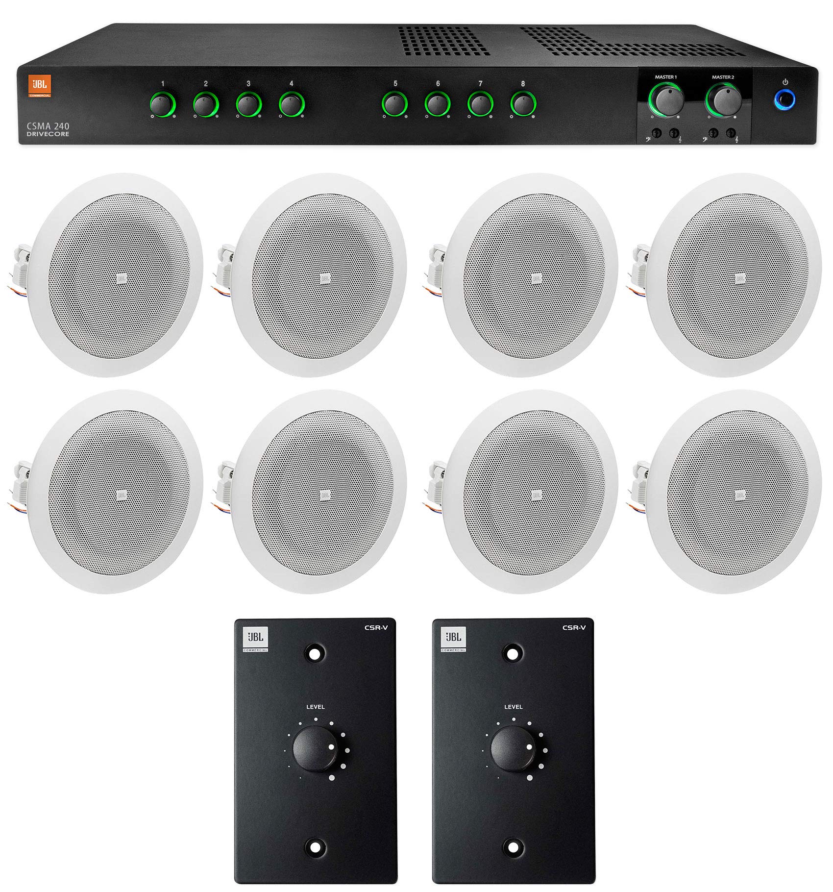 Audiosavings Bundle: (1) JBL CSMA240 Commercial/Restaurant 2 x 40w Amplifier Bundle with (4) 8124 4