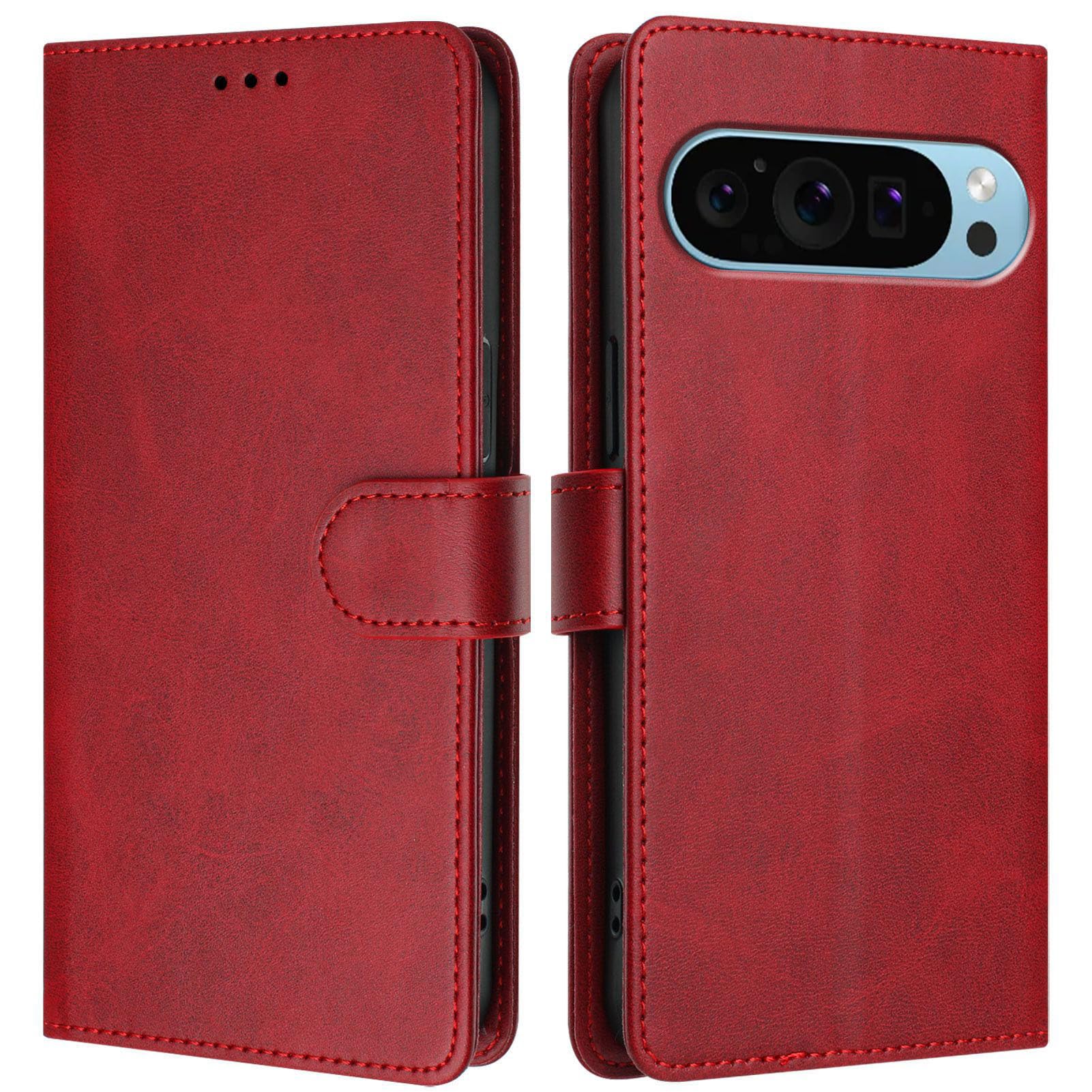 Compatible with Google Pixel 9 Pro XL Wallet Case with RFID Blocking Credit Card Holder Flip Book PU Leather Protective Cover Women Men Case for Google Pixel 9 Pro XL 6.8", Red YCS