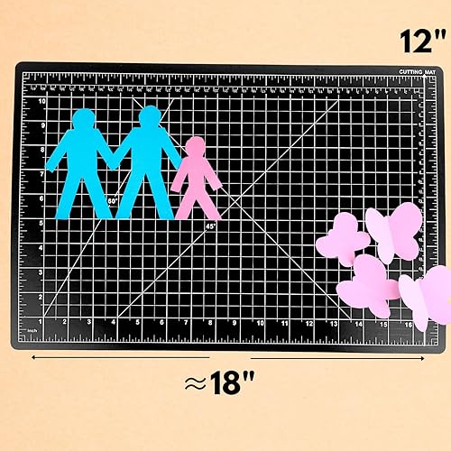 Miniatura 7 de ARTIST'S BEST - Alfombrilla de corte autorreparable negra de 12 x 18 pulgadas | Construcción de PVC duradera | Cuadrícula con unidades SAE y