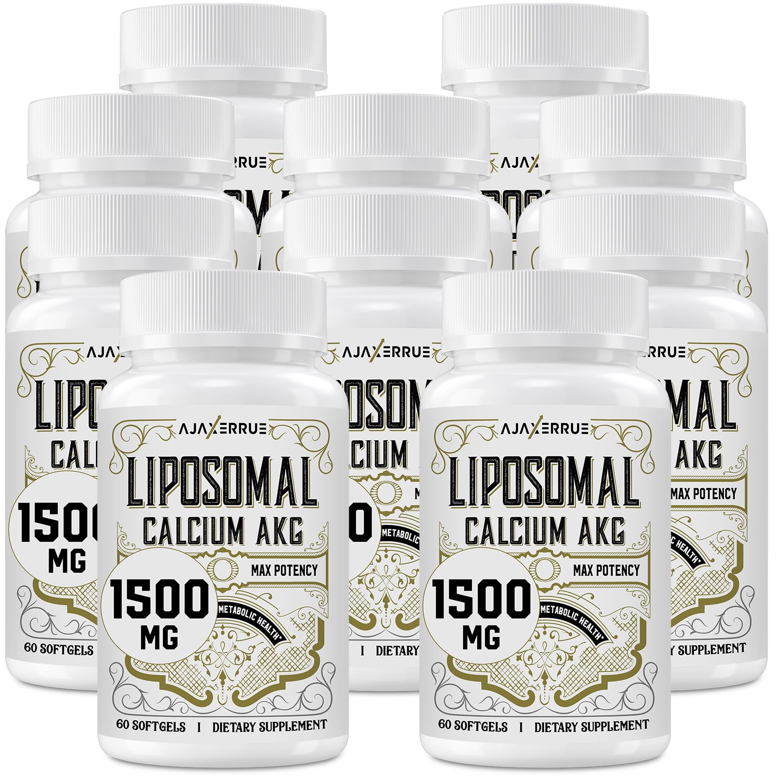 Liposomal Calcium AKG Supplement 1500 MG (Alpha-Ketoglutaric Acid), High Absorption, More Effective Than AAKG, Ca AKG for Longevity, Age Defense, Cellular Energy, Metabolic Function, 600 Softgels